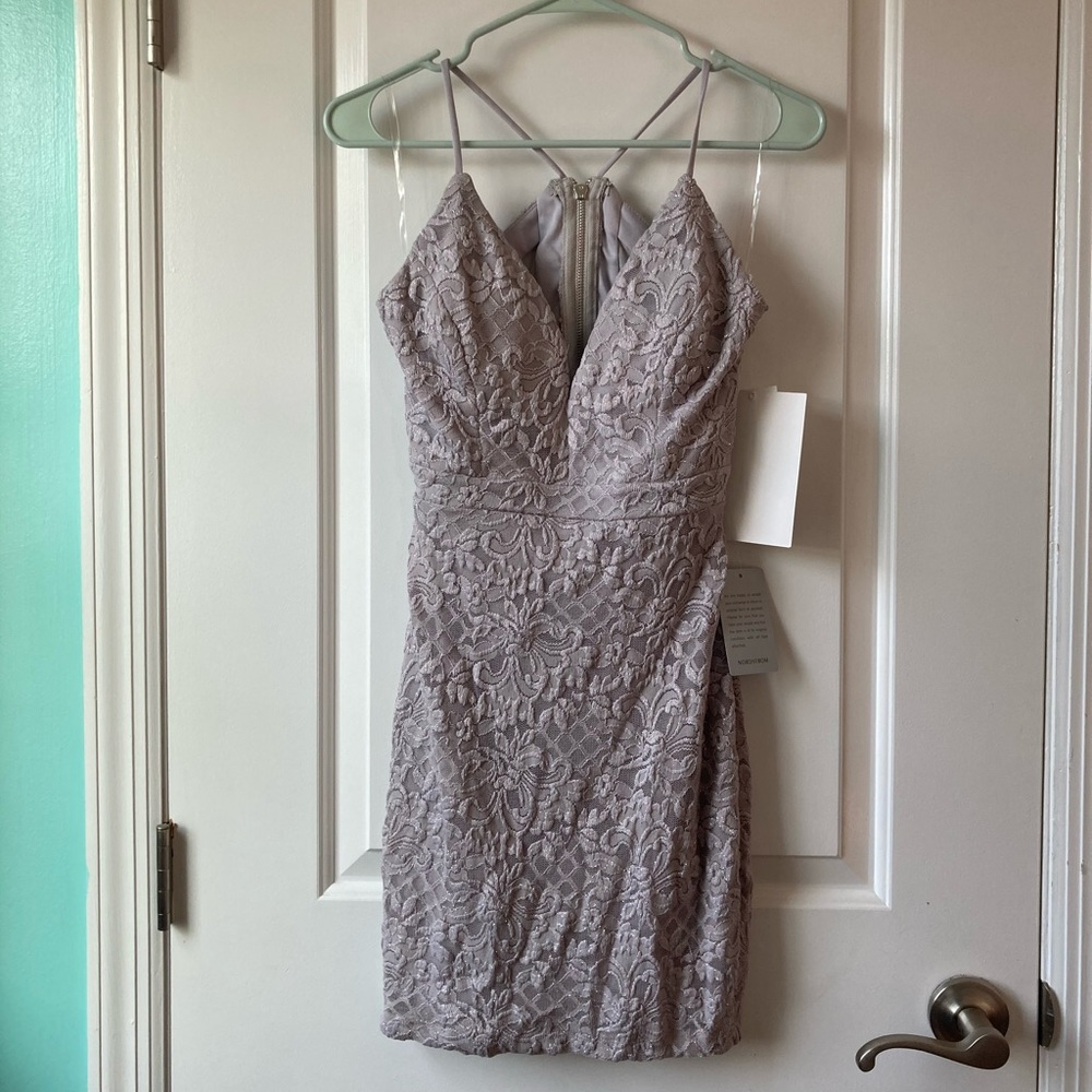 Silver Sparkly Cut-Out Dress
